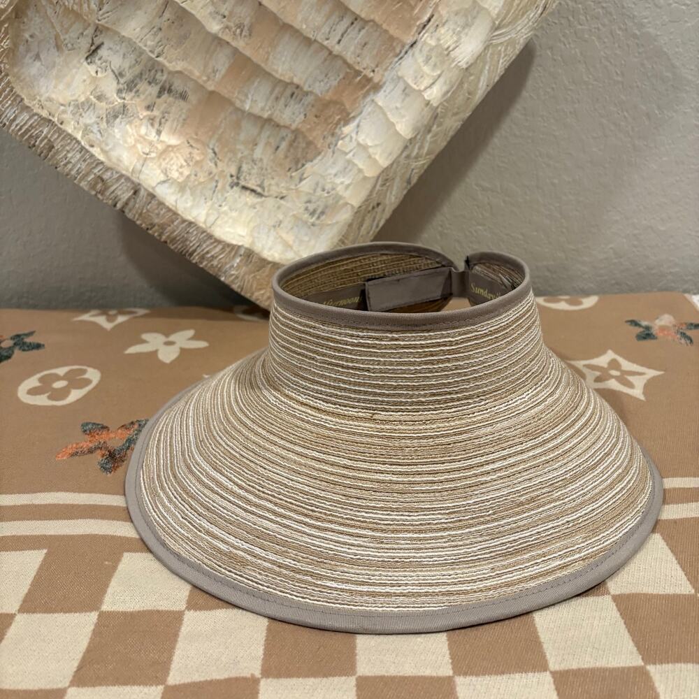 SUNDAY AFTERNOONS Sun visor Cream/Tan Adjustable Velcro Nautical Granola Classic